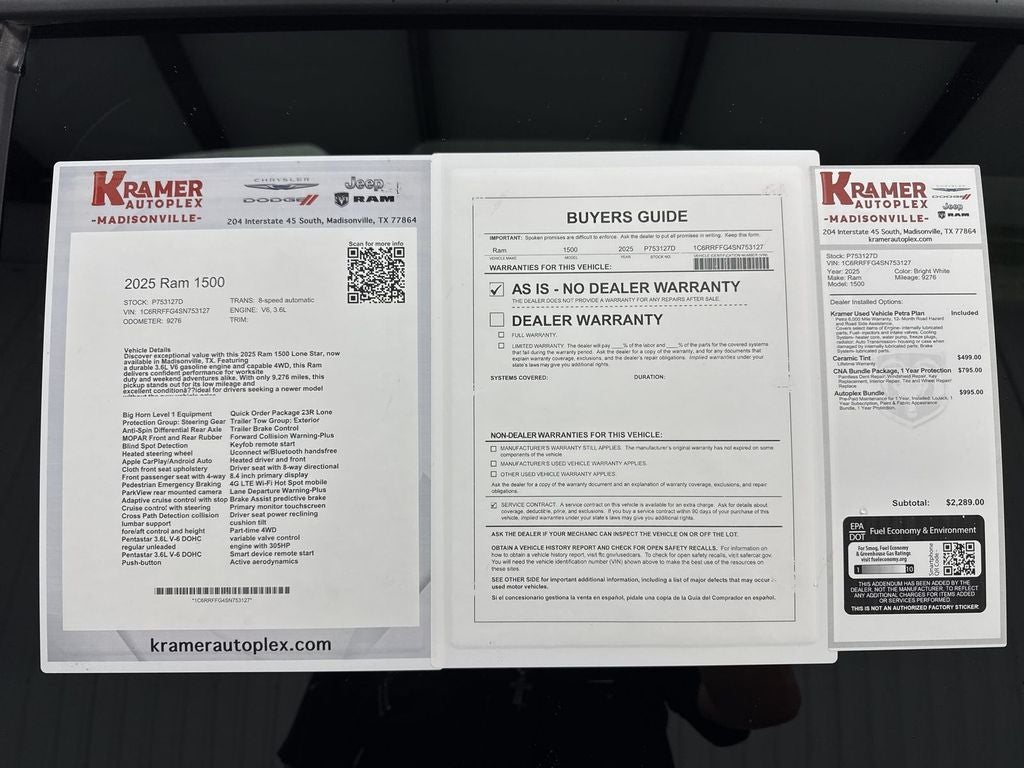 2025 RAM 1500 Lone Star Crew Cab 4x4 5'7' Box