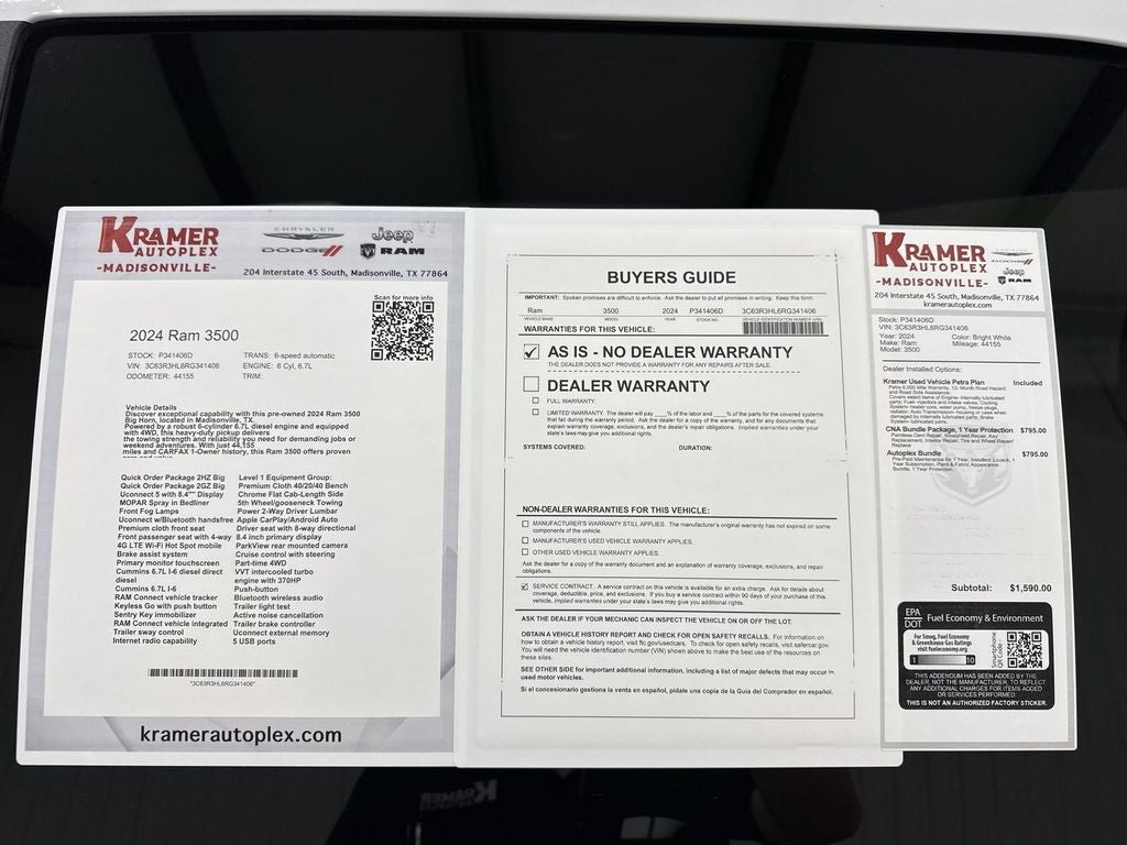 2024 RAM 3500 Big Horn Crew Cab 4x4 8' Box