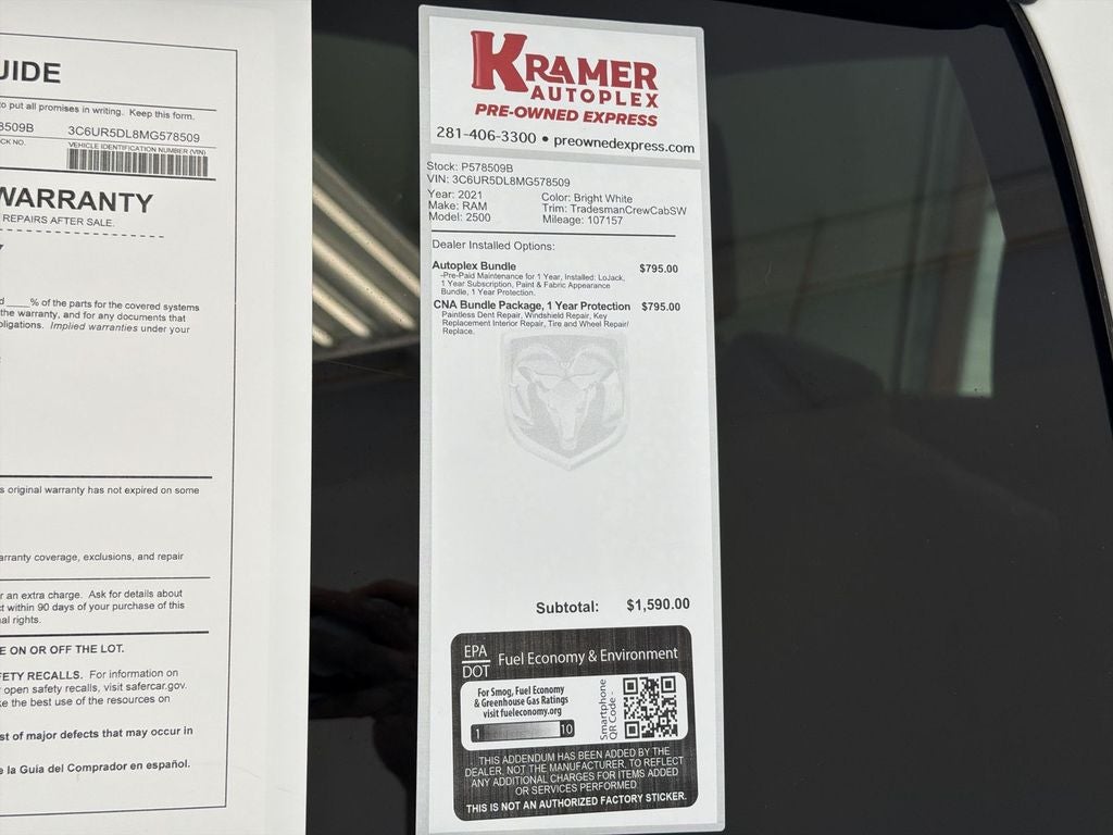 2021 RAM 2500 Big Horn Crew Cab 4x4 6'4" Box