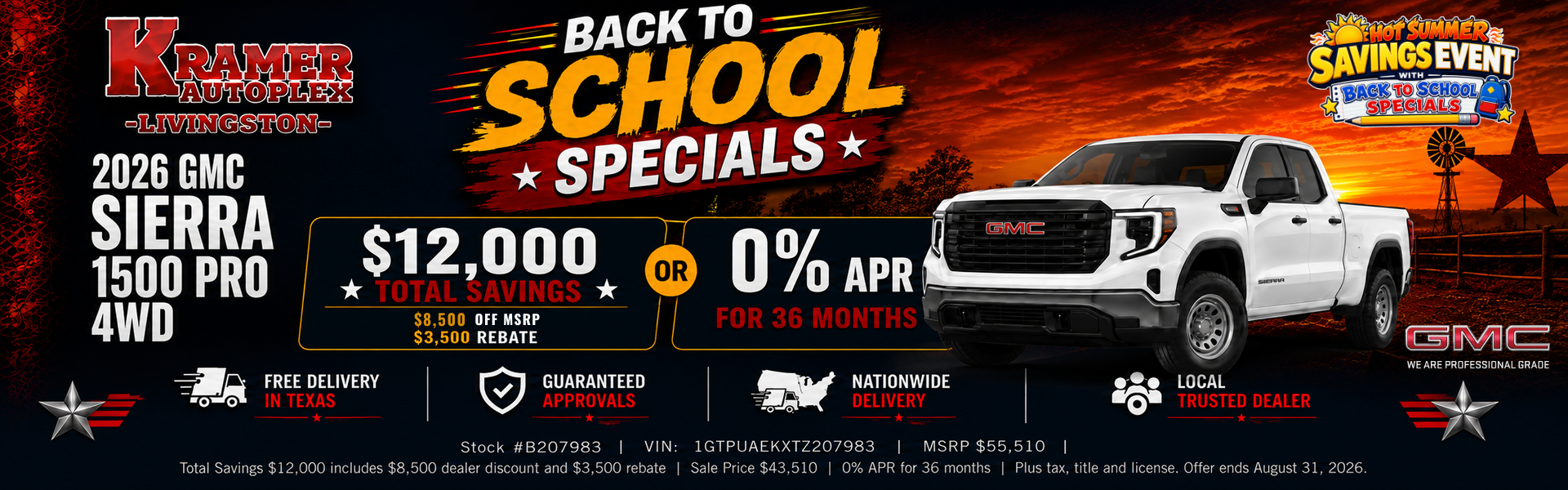 Kramer GMC Livingston August Incentives