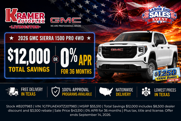 Kramer GMC Livingston September Incentives