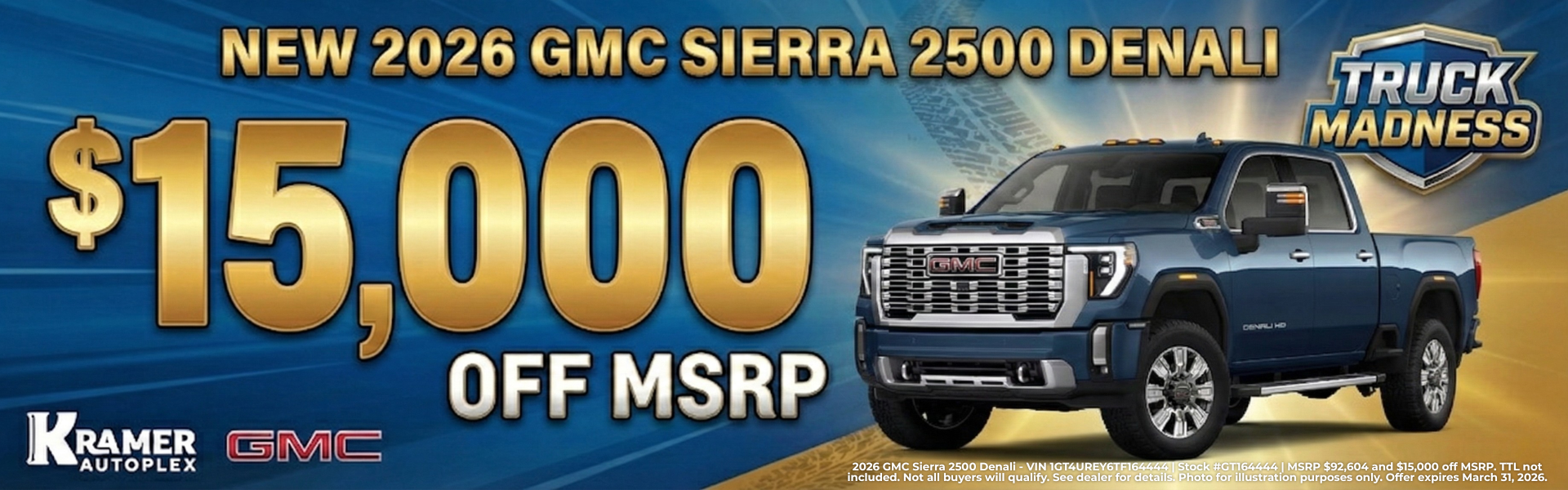 Kramer GMC Livingston March Incentives