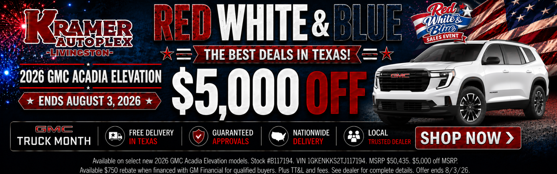 Kramer GMC Livingston July Incentives