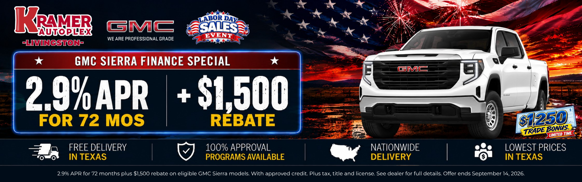 Kramer GMC Livingston September Incentives